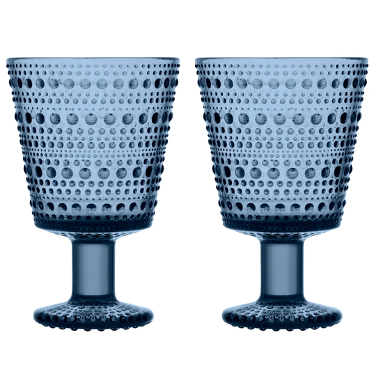 Iittala Kastehelmi viskilasi jalallinen 26 cl 2 kpl Sade (sininen)
